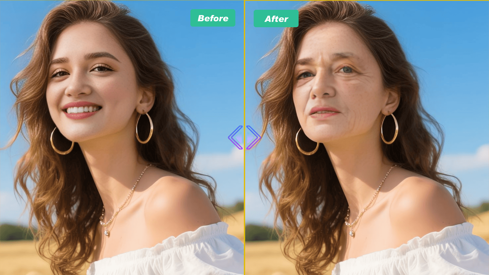 Age up image AI example with gradual older steps