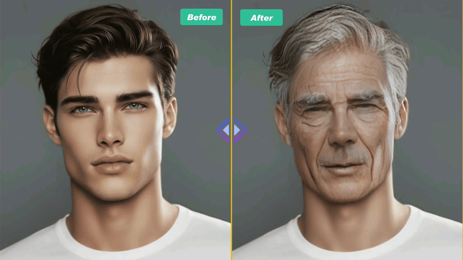 Age up image AI comparison across decades