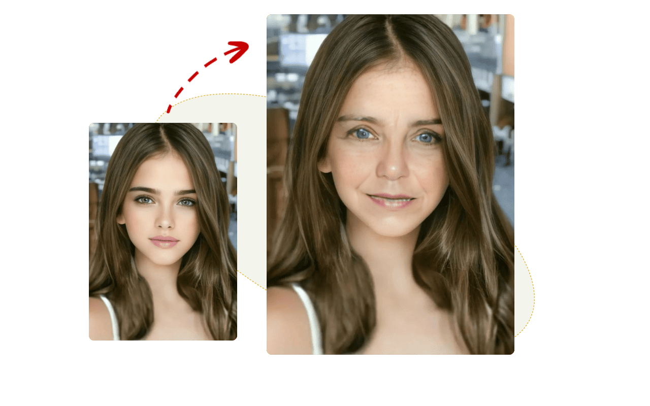 AI age progression workflow illustration