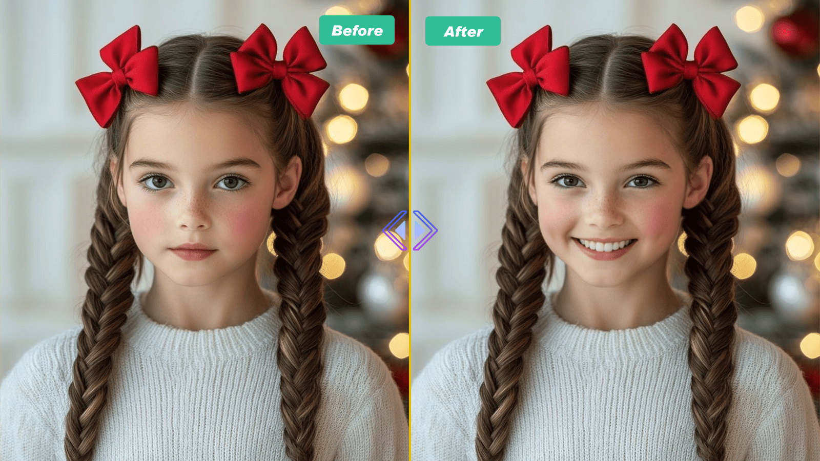 AI smile filter before and after – placeholder.