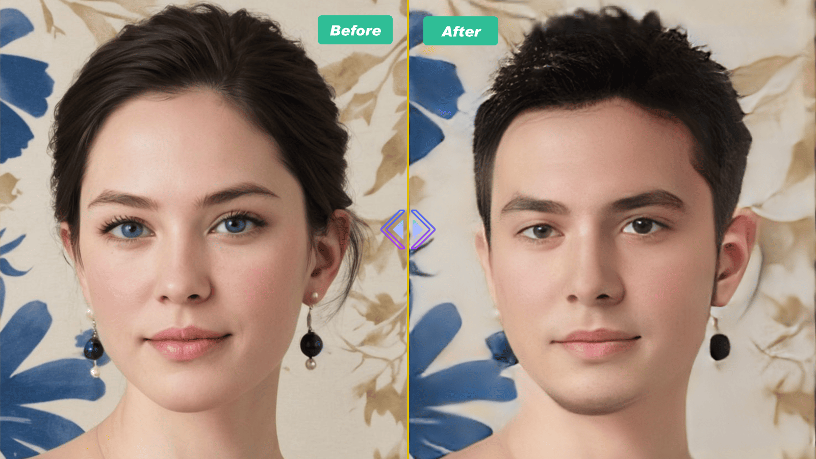 AI gender swap render ready for export