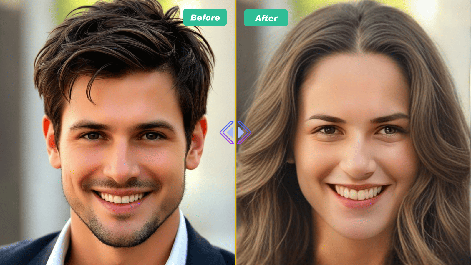 transgender camera before-and-after feminine transformation, genderbend.